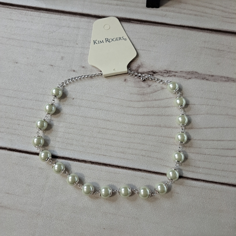 Kim Rogers Silver Tone and Faux Pearl  Necklace